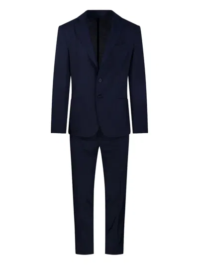 Santaniello Tailored Black Suit With Notch Lapels And Two-button Closure In Blue