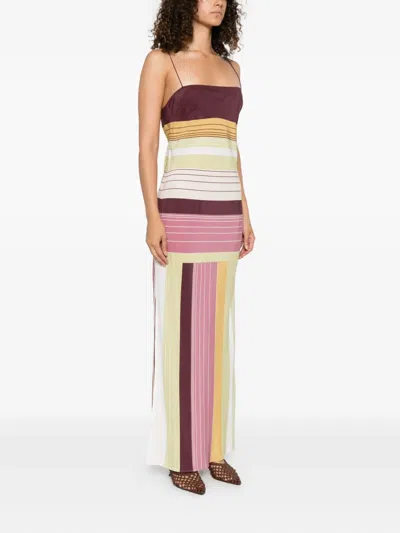 Sir Womens Elisa Stripe Fontana Striped Silk Midi Dress Xs In Multi