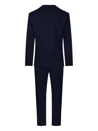 Santaniello Tailored Black Suit With Notch Lapels And Two-button Closure In Blue