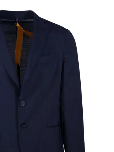 Santaniello Tailored Black Suit With Notch Lapels And Two-button Closure In Blue