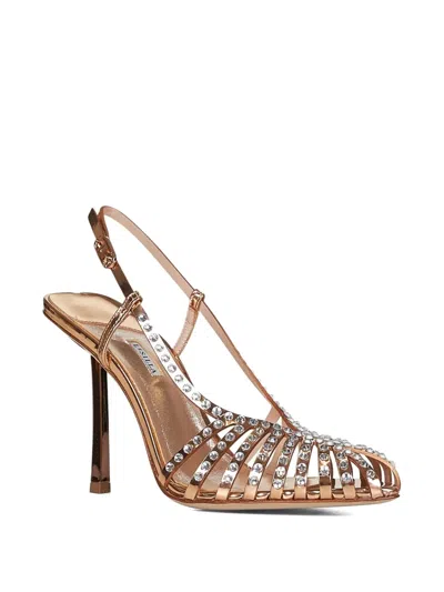 Le Silla 100mm Crystal-embellished Slingback Sandals In Brown