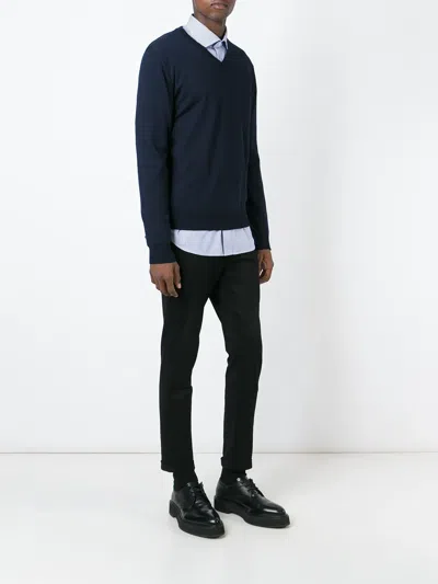 Canali V-neck Sweater In Blue