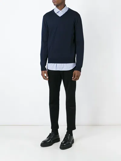 Canali V-neck Sweater In Blue