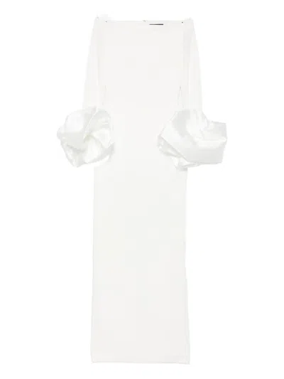 Solace London Talia Ruffle-cuff Maxi Dress In White