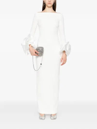 Solace London Talia Ruffle-cuff Maxi Dress In White