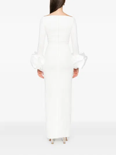 Solace London Talia Ruffle-cuff Maxi Dress In White