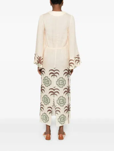 Johanna Ortiz Sailing Flags Midi Dress In Neutral