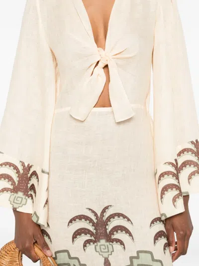Johanna Ortiz Sailing Flags Midi Dress In Neutral