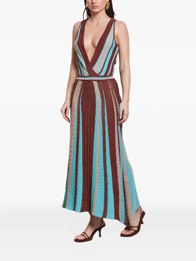 Akep Striped Knitted Day Dress In Multi