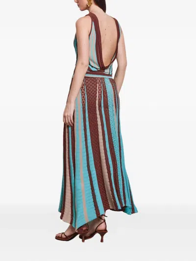 Akep Striped Knitted Day Dress In Multi