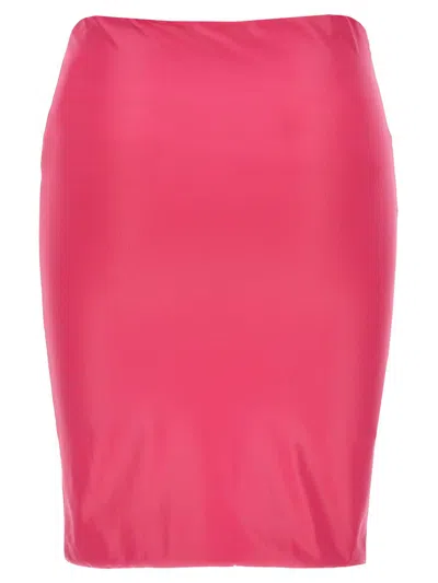 Attico High-waisted Knee-length Pencil Skirt Satin Finish