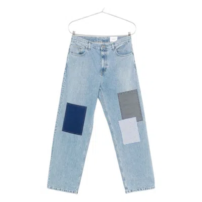 Axel Arigato Zine Embroidered Jeans In Cyan Denim In Blue