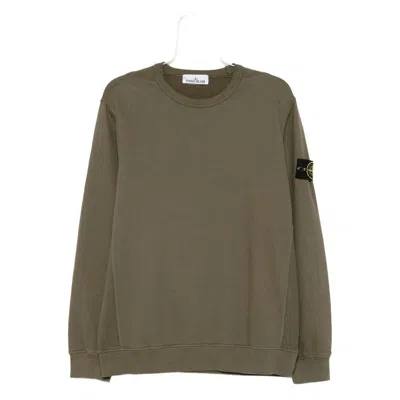 Stone Island Organic Cotton Sweatshirt With Removable Logo Patch In Brown