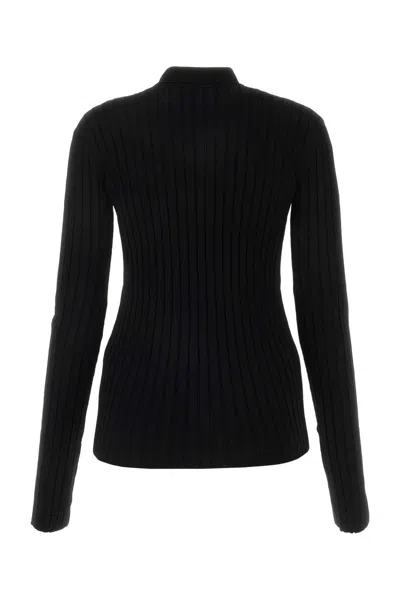 Nensi Dojaka Straight-point Collar Pleated Top In Black