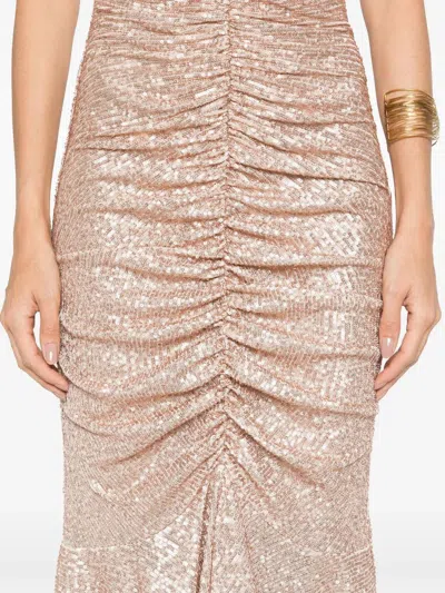 Norma Kamali Fishtail Shirred Long Dress In Pink