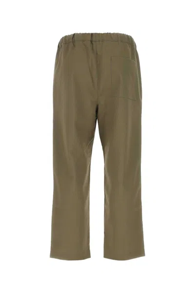 Oamc Wool Pant With Elastic Waist And Straight Leg In Green