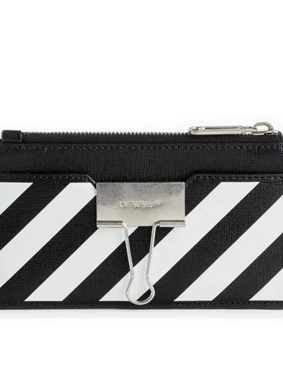 Off-white Diagonal Binder Clip Logo Card Holder