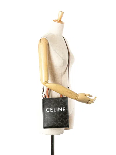 Pre-owned Celine 2018-2025 Mini Triomphe Coated Canvas Vertical Cabas Satchel