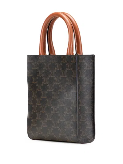 Pre-owned Celine 2018-2025 Mini Triomphe Coated Canvas Vertical Cabas Satchel