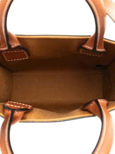 Pre-owned Celine 2018-2025 Mini Triomphe Coated Canvas Vertical Cabas Satchel