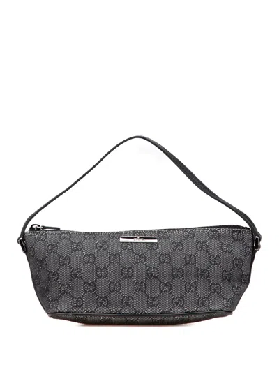 Pre-owned Gucci 2000-2015 Gg Denim Boat Shoulder Bag