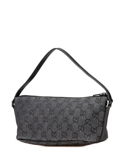 Pre-owned Gucci 2000-2015 Gg Denim Boat Shoulder Bag