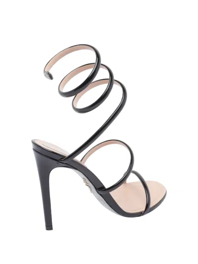 René Caovilla Cleo Spiral-wrap Patent-leather Sandals In Black