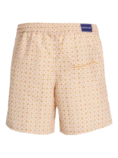 Jacob Cohen Floral-print Drawstring Swim Shorts In Neutral