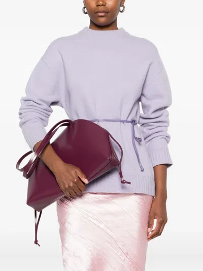 Jil Sander Medium Curved Shoulder Bag In Purple