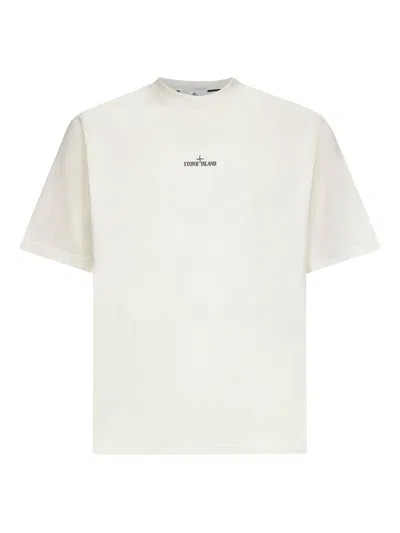 Stone Island Cotton Crew Neck T-shirt With Graphic Print In White