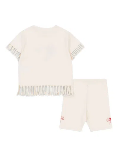 Konges Sløjd Fringe-trimmed Cat-print Shorts Set In Neutral