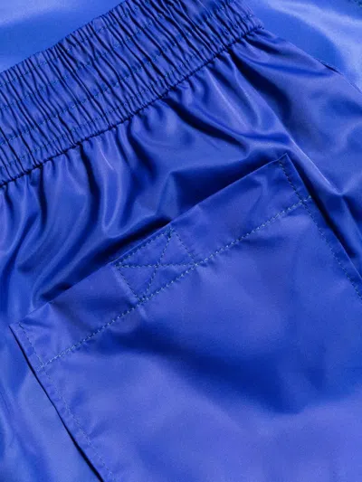 Off-white Solid Color Arrow Surfer Swim Shorts With Printed Logo In Blue