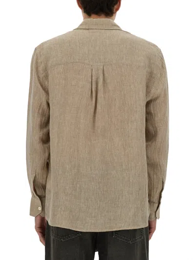 Our Legacy Textured Fabric Long Sleeves Chest Pocket Shirt In Nude