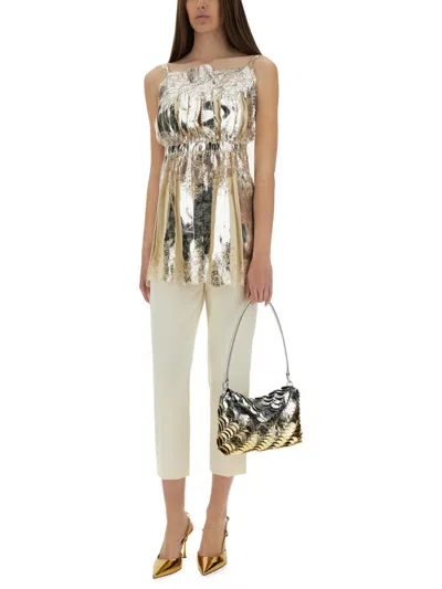 Rabanne Paco  Laminated Pleated Satin Top