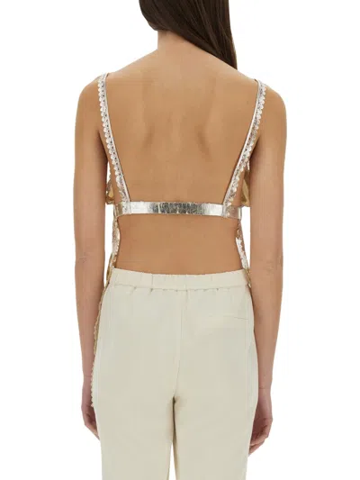 Rabanne Paco  Laminated Pleated Satin Top