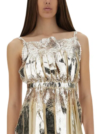 Rabanne Paco  Laminated Pleated Satin Top