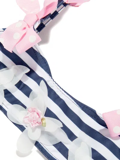 Seliniaction Bow-embellished Striped Bikini In Black