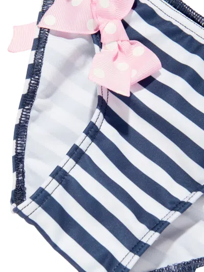 Seliniaction Bow-embellished Striped Bikini In Black