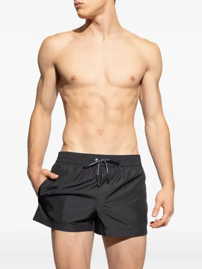 Dolce & Gabbana Logo-embroidered Drawstring Swim Shorts In Black