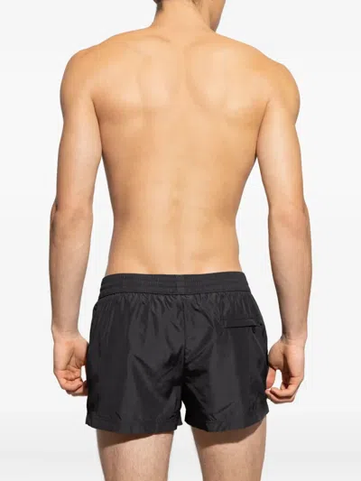 Dolce & Gabbana Logo-embroidered Drawstring Swim Shorts In Black