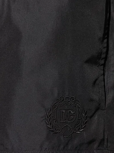 Dolce & Gabbana Logo-embroidered Drawstring Swim Shorts In Black