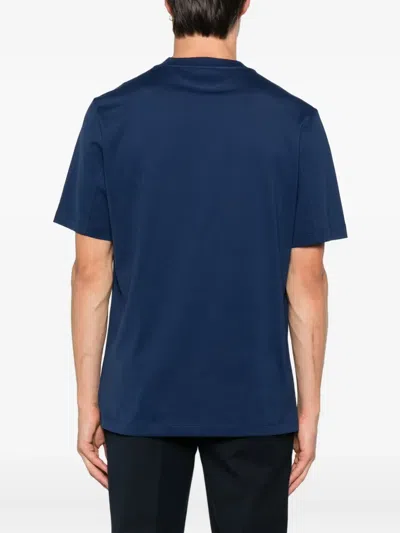 Brunello Cucinelli Classic Round Neck Cotton T-shirt In Blue