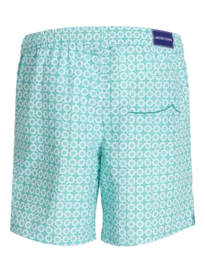 Jacob Cohen Patterned Drawstring Swim Shorts In Blue