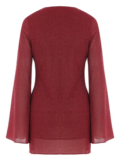 Oseree Shell-detail Flared-sleeve Mini Dress