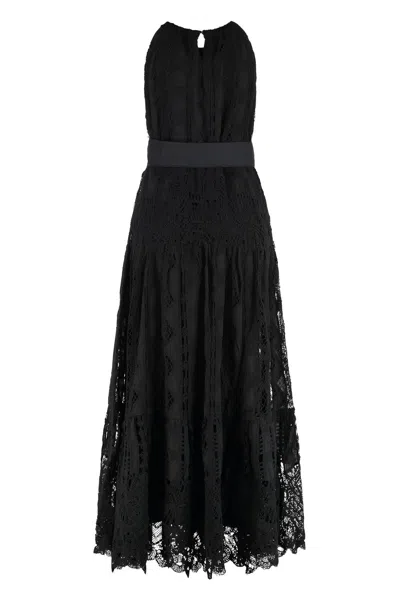 Pinko La Cura Broderie Anglaise Dress In Black