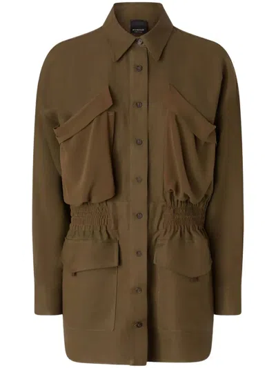 Pinko Lightweight Shacket With Pockets In Brown