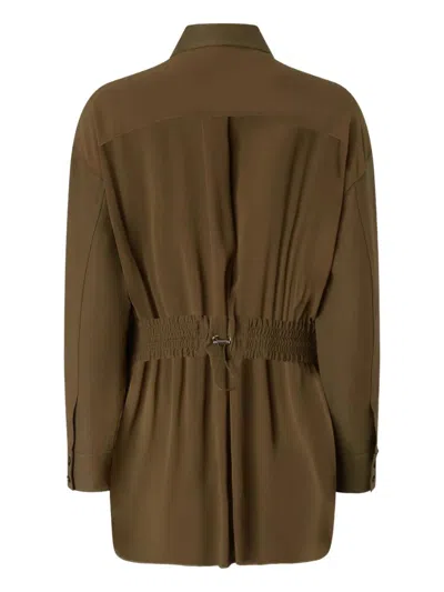 Pinko Lightweight Shacket With Pockets In Brown