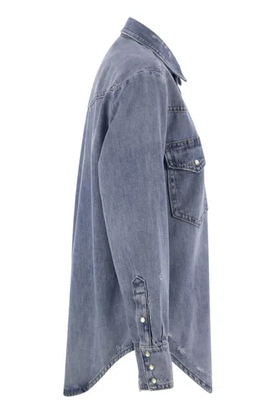Polo Ralph Lauren Western Shirt In Irregular Denim In Blue