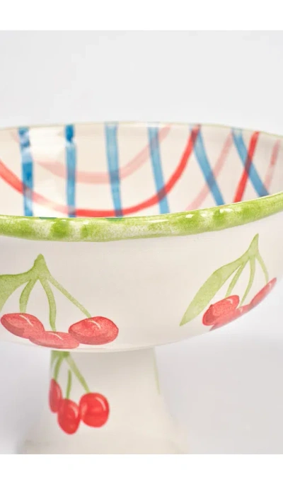 Damson Madder Hand Painted Frilly Pedestal Bowl