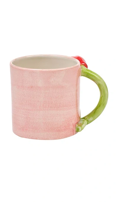 Damson Madder Hand Painted Tulip Handle Mug In Pink